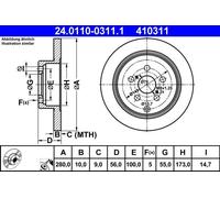 2x Disco freno pieno 24.0110-0311.1 ATE per TOYOTA AVENSIS Familiare AVENSIS