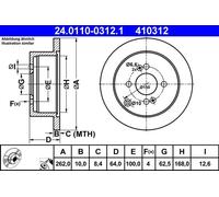 2x Disco freno pieno 24.0110-0312.1 ATE per KIA HYUNDAI