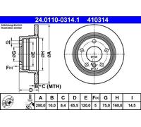 2x Disco freno pieno 24.0110-0314.1 ATE per BMW 1