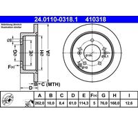 2x Disco freno pieno 24.0110-0318.1 ATE per KIA HYUNDAI