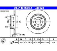 ATE Dischi Freno 24.0110-0323.1 Freni a Disco,Dischi Dei Freni OPEL,FIAT,ABARTH,Corsa E Hatchback (X15),Adam (M13),Corsa E Van (X15),PUNTO (188)