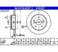 2x Disco freno pieno 24.0110-0337.1 ATE per TOYOTA AURIS COROLLA Tre volumi