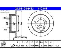ATE Disco freno 24.0110-0345.1 posteriore pieno 1 pezzo per Mitsubishi Lancer VIII