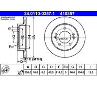 2x Disco freno pieno 24.0110-0357.1 ATE per HYUNDAI KIA