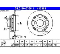 2x Disco freno pieno 24.0110-0368.1 ATE per KIA HYUNDAI