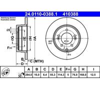 2x Disco freno pieno 24.0110-0388.1 ATE per KIA HYUNDAI