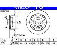 2x Disco freno pieno 24.0110-0401.1 ATE per BMW MINI