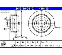 2x Disco freno pieno 24.0110-0410.1 ATE per KIA HYUNDAI