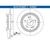 ATE Disco freno 24.0110-0427.1 posteriore pieno per KIA Optima (JF) 2015-2019, Hyundai Kona