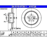 2x Disco freno pieno 24.0110-0728.1 ATE per SUBARU OUTBACK LEGACY IV