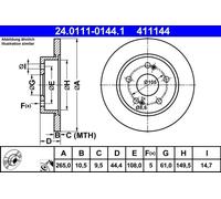 2x Disco freno pieno 24.0111-0144.1 ATE per RENAULT SAFRANE I