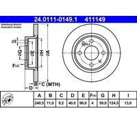 2x Disco freno pieno 24.0111-0149.1 ATE per ALFA ROMEO 33 155 145 33 Sportwagon