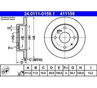 2x Disco freno pieno 24.0111-0159.1 ATE per DAIHATSU CUORE VI CUORE VII TREVIS