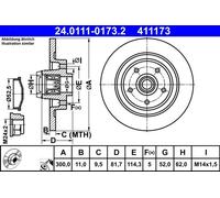 2x Disco freno pieno 24.0111-0173.2 ATE per RENAULT LATITUDE LAGUNA III