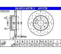 2x ATE 24.0111-0176.1 Disco freno per ABARTH 500 / 595 / 695 Schrägheck (312)