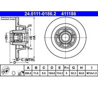 ATE 24.0111-0186.2 Disco freno