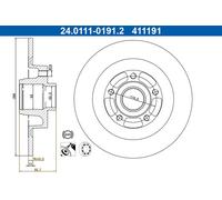2x Disco freno pieno 24.0111-0191.2 ATE per RENAULT ESPACE V