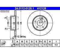 ATE Disco freno 24.0112-0128.1 anteriore pieno per Mercedes‑Benz Classe C (W202) 1 pezzo
