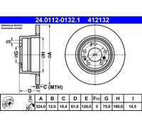 ATE Dischi Freno 24.0112-0132.1 Freni a Disco,Dischi Dei Freni BMW,7 (E38),8 (E31)