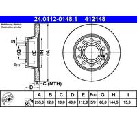 2x Disco freno pieno 24.0112-0148.1 ATE per AUDI SEAT