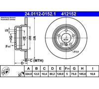 ATE disco freno 24.0112-0152.1 pieno diametro 324 spessore 12 mm 5 fori