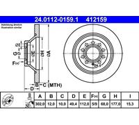 2x Disco freno pieno 24.0112-0159.1 ATE per AUDI A6 C6 Avant A6 C6