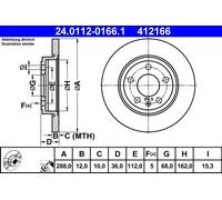 2x Disco freno pieno 24.0112-0166.1 ATE per AUDI SEAT