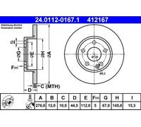 2x Disco freno pieno 24.0112-0167.1 ATE per MERCEDES-BENZ CLASSE A