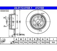ATE Disco freno 24.0112-0168.1 posteriore pieno per Land Rover Range Rover L322 (2x)