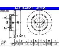 2x Disco freno pieno 24.0112-0195.1 ATE per SUZUKI KIZASHI