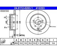 2x Disco freno pieno 24.0112-0203.1 ATE per TOYOTA PRIUS PLUS MIRAI