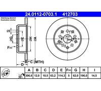2x Disco freno pieno 24.0112-0703.1 ATE per LEXUS GS IS I IS SportCross