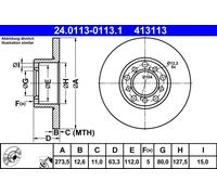 2x Disco freno pieno 24.0113-0113.1 ATE per MERCEDES-BENZ /8 /8 Coupé