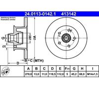 2x Disco freno pieno 24.0113-0142.1 ATE per VW TRANSPORTER T3 Autobus