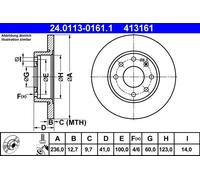 2x Disco freno pieno 24.0113-0161.1 ATE per OPEL CORSA A TR CORSA A Hatchback