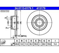 Disco freno ATE 24.0113-0179.1 anteriore, pieno, altamente carbonizzato, 1 Pezzo