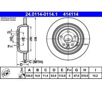 2x Disco freno pieno 24.0114-0114.1 ATE per MERCEDES-BENZ CLASSE R CLASSE M