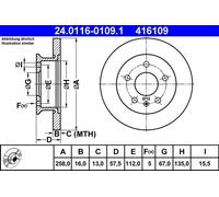 2x Disco freno pieno 24.0116-0109.1 ATE per VW TRANSPORTER T3 Autobus