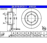 2x Disco freno pieno 24.0116-0131.1 ATE per NISSAN CABSTAR NT400 CABSTAR