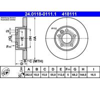 Discofreno ATE 24.0118-0111.1 per TRANSPORTER T4 Furgone 2.0 1990-2003