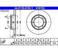 2x Disco freno pieno 24.0118-0153.1 ATE per NISSAN RENAULT OPEL