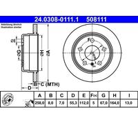 2x Disco freno pieno 24.0308-0111.1 ATE per MERCEDES-BENZ VANEO CLASSE A