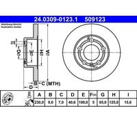 2x Disco freno pieno 24.0309-0123.1 ATE per SEAT AUDI SKODA VW