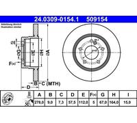 2x Disco freno pieno 24.0309-0154.1 ATE per MERCEDES-BENZ CLASSE C T-Model