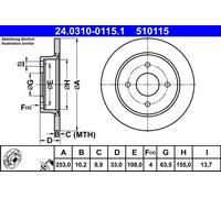 2x Disco freno pieno 24.0310-0115.1 ATE per FORD SCORPIO II FOCUS I FIESTA VI