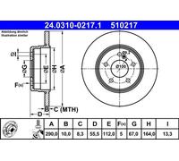 2x Disco freno pieno 24.0310-0217.1 ATE per MERCEDES-BENZ CLASSE E CLK Cabriolet