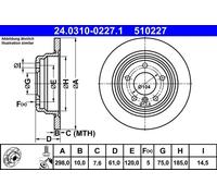 Disco freno ATE PowerDisc 24.0310-0227.1, 1 Pezzo