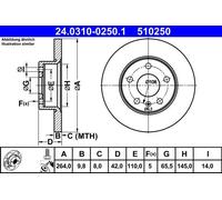2x Disco freno pieno 24.0310-0250.1 ATE per OPEL MERIVA A MPV / Space wagon