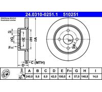 2x Disco freno pieno 24.0310-0251.1 ATE per OPEL MERIVA A MPV / Space wagon