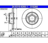 2x Disco freno pieno 24.0310-0260.1 ATE per AUDI A6 C5 ALLROAD C5 A6 C5 Avant
